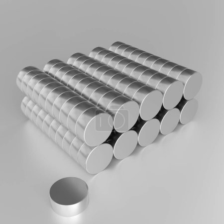 Neodymium magnets isolated on white background. 3D Rendering