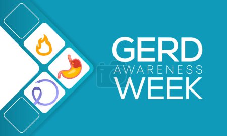 GERD Semana de conciencia (enfermedad por reflujo gastroesofágico) se observa cada año en noviembre. Ilustración vectorial