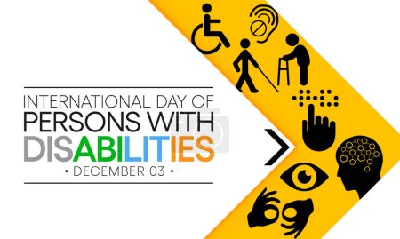 Téléchargez les illustrations : La Journée internationale des personnes handicapées (JID) est célébrée chaque année le 3 décembre. sensibiliser à la situation des personnes handicapées dans tous les aspects de la vie. Illustration vectorielle - en licence libre de droit