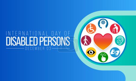 El Día Internacional de las Personas con Discapacidad (IDPD) se celebra cada año el 3 de diciembre. sensibilizar sobre la situación de las personas con discapacidad en todos los aspectos de la vida. Ilustración vectorial