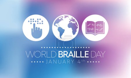 El 4 de enero se celebra cada año el Día Mundial del Braille. Ilustración vectorial