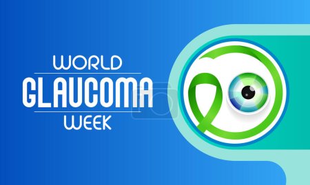 La Semana Mundial del Glaucoma se observa cada año en marzo, es un grupo de condiciones oculares que dañan el nervio óptico, cuya salud es vital para una buena visión. Ilustración vectorial