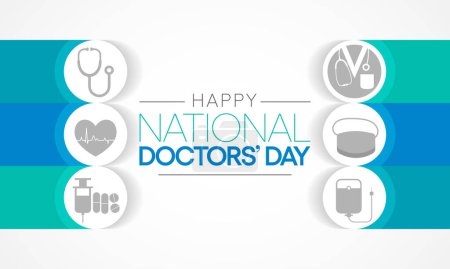 Illustration for National Doctors' Day is a day celebrated to appreciate and recognize the contributions of physicians to individual lives and communities. Vector illustration. - Royalty Free Image