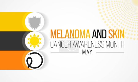 Illustration for Melanoma and skin cancer awareness month observed each year in May, Exposure to ultraviolet (UV) rays causes most cases of melanoma, the deadliest kind of skin cancer. Vector illustration. - Royalty Free Image