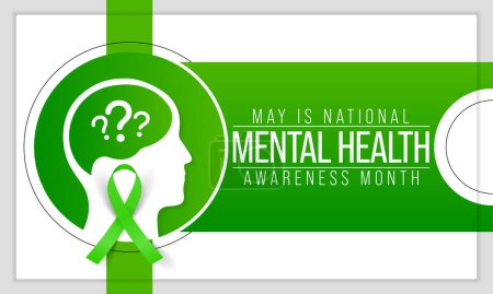 Illustration for Mental health awareness month observed each year in May. it includes our emotional, psychological, and social well-being. It affects how we think, feel, and act. Vector illustration - Royalty Free Image