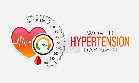 La Journée mondiale de l'hypertension est célébrée chaque année le 17 mai. L'hypertension artérielle, également appelée hypertension, est une pression artérielle plus élevée que la normale. Illustration vectorielle.