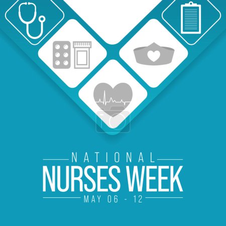 Illustration for National Nurses week is observed in United states from May 6 to 12 of each year, to mark the contributions that nurses make to society. Vector illustration - Royalty Free Image
