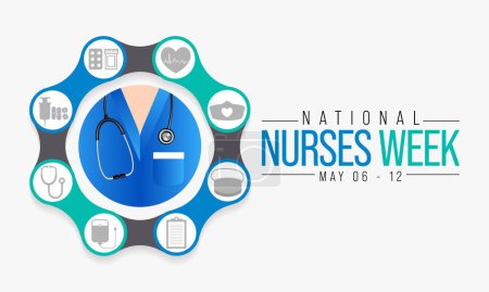 Illustration for National Nurses week is observed in United states from May 6 to 12 of each year, to mark the contributions that nurses make to society. Vector illustration - Royalty Free Image