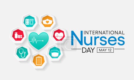 Illustration for International Nurses day is observed in United states on 12th May of each year, to mark the contributions that nurses make to society. Vector illustration - Royalty Free Image