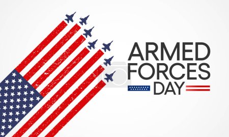 Illustration for Armed forces day is observed in United States of America during May, it is a chance to show your support for the men and women who make up the Armed Forces community. Vector illustration. - Royalty Free Image