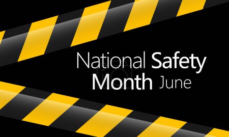 Téléchargez les illustrations : Le mois national de la sécurité est célébré chaque année en juin pour nous rappeler l'importance de la sécurité et de la sensibilisation à notre environnement. Illustration vectorielle - en licence libre de droit
