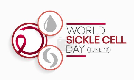 Illustration for World Sickle cell day is observed every year on June 19, it is an inherited red blood cell disorder in which there are not enough healthy cells to carry oxygen throughout the body. Vector illustration - Royalty Free Image