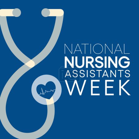 Illustration for Nursing assistants week is observed every year in June, The main role of a CNA is to provide basic care to patients and help them with daily activities. vector illustration - Royalty Free Image