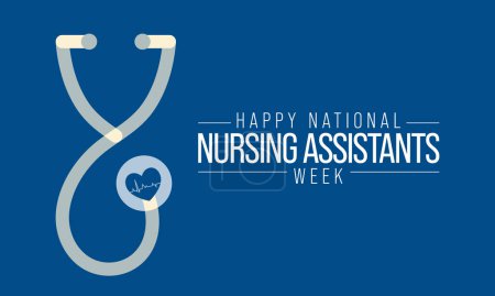 Illustration for Nursing assistants week is observed every year in June, The main role of a CNA is to provide basic care to patients and help them with daily activities. vector illustration - Royalty Free Image