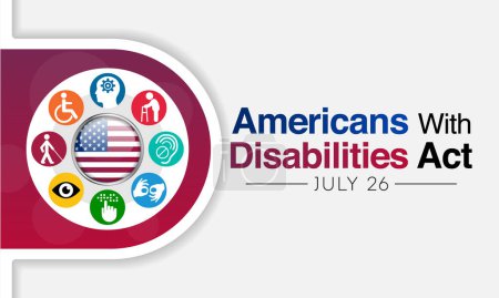 Illustration for Americans with disability act is observed every year on July 26, ADA is a civil rights law that prohibits discrimination based on disability. Vector illustration - Royalty Free Image