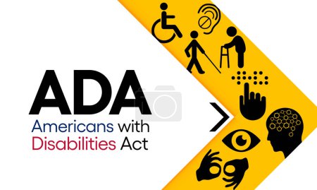 Illustration for Americans with disability act is observed every year on July 26, ADA is a civil rights law that prohibits discrimination based on disability. Vector illustration - Royalty Free Image