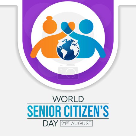 Téléchargez les illustrations : La Journée mondiale des personnes âgées est célébrée chaque année le 21 août. On sait que la journée permet de mieux faire connaître les facteurs et les problèmes qui touchent les personnes âgées, comme la détérioration de l'âge. Art vectoriel - en licence libre de droit