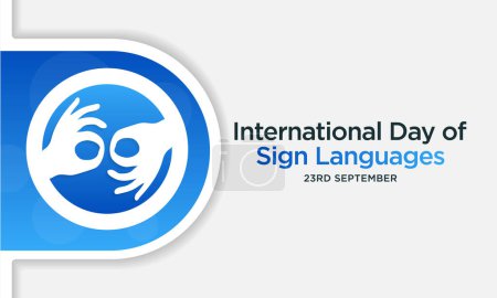 Ilustración de El día internacional de las lenguas de señas se celebra cada año el 23 de septiembre, el día se centra en las personas sordas o con problemas auditivos y las personas con trastornos del habla. Ilustración vectorial - Imagen libre de derechos