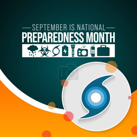 Der National Preparedness Monat (NPM) wird jedes Jahr im September begangen, um das Bewusstsein für die Bedeutung der Vorbereitung auf Katastrophen und Notfälle zu schärfen, die jederzeit eintreten können. Vektorkunst