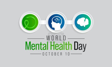 Illustration for Mental Health day is observed every year on October 10, A mental illness is a health problem that significantly affects how a person feels, thinks, behaves, and interacts with other people. - Royalty Free Image