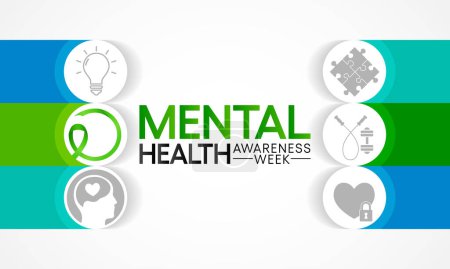 Illustration for Mental Health Week is observed every year in October, A mental illness is a health problem that significantly affects how a person feels, thinks, behaves, and interacts with other people. - Royalty Free Image