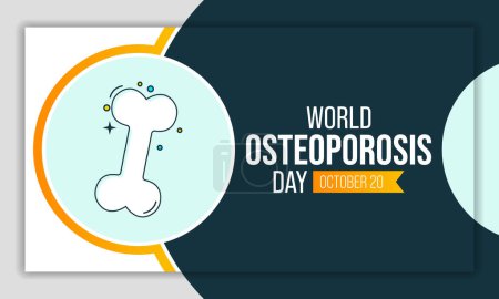 Téléchargez les illustrations : La Journée mondiale de l'ostéoporose est célébrée chaque année, le 20 octobre, afin de sensibiliser le monde entier à la prévention, au diagnostic et au traitement de l'ostéoporose et des maladies métaboliques osseuses. Art vectoriel - en licence libre de droit