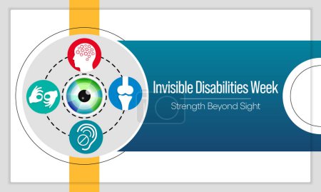 Illustration for Invisible Disabilities week is observed every year in October, also known as Hidden or Non-visible Disabilities that are not immediately apparent. Vector illustration. - Royalty Free Image