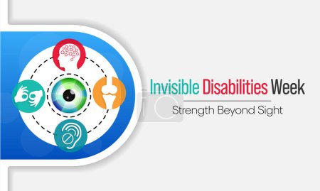 Illustration for Invisible Disabilities week is observed every year in October, also known as Hidden or Non-visible Disabilities that are not immediately apparent. Vector illustration. - Royalty Free Image