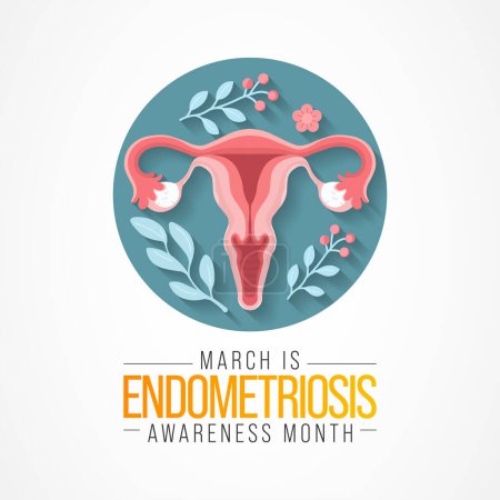 Illustration for Endometriosis awareness month is observed every year in March, is a painful condition where endometrial tissue grows outside the uterus. Vector illustration - Royalty Free Image