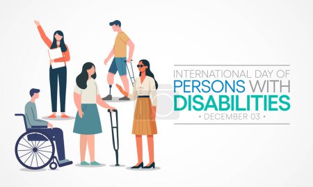 Illustration for International Day of Persons with Disabilities (IDPD) is celebrated every year on 3 December. to raise awareness of the situation of disabled persons in all aspects of life. Vector illustration. - Royalty Free Image
