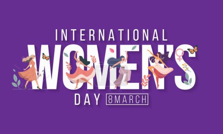 Illustration for International Women's Day is celebrated  on the 8th of March annually around the world. It is a focal point in the movement for women's rights. Vector illustration design. - Royalty Free Image