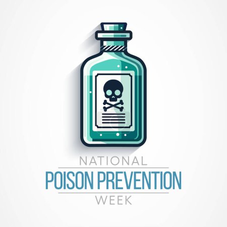 Poison prevention week (NPPW) is observed every year in March, to highlight the dangers of poisonings for people of all ages. vector illustration