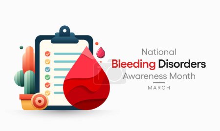 Bleeding Disorders awareness month is observed every year in March, This observance raises awareness for bleeding disorders such as hemophilia. Vector illustration