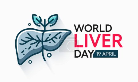 Día Mundial del Hígado se celebra cada año el 19 de abril en todo el mundo. tiene como objetivo aumentar la conciencia mundial de la hepatitis un grupo de enfermedades infecciosas conocidas como hepatitis A, B, C, D y E. Arte vectorial.