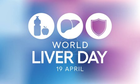 Día Mundial del Hígado se celebra cada año el 19 de abril en todo el mundo. tiene como objetivo aumentar la conciencia mundial de la hepatitis un grupo de enfermedades infecciosas conocidas como hepatitis A, B, C, D y E. Arte vectorial.