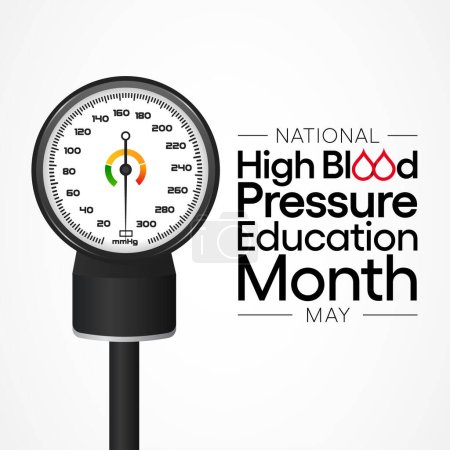 High Blood pressure (HBP) education month is observed every year in May. it is also called hypertension. vector illustration