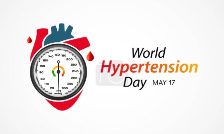 La Journée mondiale de l'hypertension est célébrée chaque année le 17 mai. L'hypertension artérielle, également appelée hypertension, est une pression artérielle plus élevée que la normale. Illustration vectorielle.