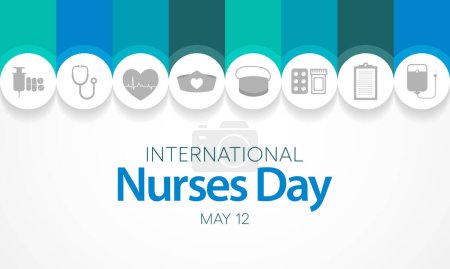Der Tag der Krankenschwestern ist ein internationaler Tag, der jedes Jahr am 12. Mai weltweit begangen wird, um die Beiträge zu würdigen, die Krankenschwestern für die Gesellschaft leisten. Vektorillustration