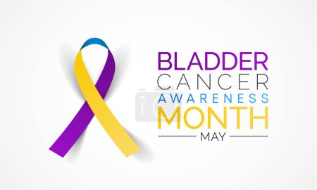Bladder cancer awareness month observed each year in May, it is where a growth of abnormal tissue, known as a tumor, develops in the bladder lining. Vector illustration.