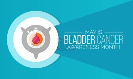 Bladder cancer awareness month observed each year in May, it is where a growth of abnormal tissue, known as a tumor, develops in the bladder lining. Vector illustration.