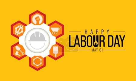 Día del Trabajo, también conocido como día de los trabajadores se observa cada año el 1 de mayo, es una fiesta anual para celebrar los logros de los trabajadores. Ilustración vectorial.