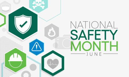 Der Monat der nationalen Sicherheit wird jedes Jahr im Juni begangen, um uns an die Bedeutung der Sicherheit und des Bewusstseins für unsere Umgebung zu erinnern. Vektorillustration
