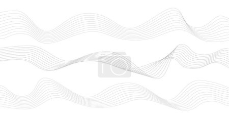 Téléchargez les illustrations : Rayures ondulées abstraites sur un fond blanc isolé. Art de ligne d'onde, design lisse incurvé. Illustration vectorielle SPE 10. - en licence libre de droit