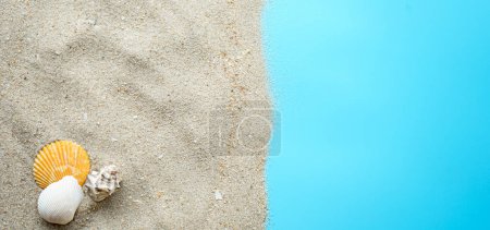 Photo for Seashells on sand background - Royalty Free Image