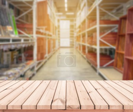 Photo for Wooden shelves in the warehouse. 3d rendering - Royalty Free Image