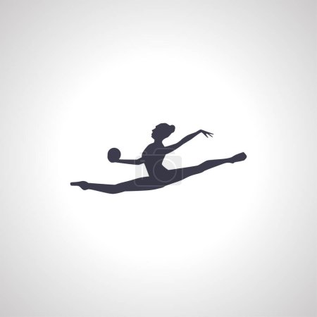 Ilustración de Salto partido con Silhouette bola. icono aislado gimnasta - Imagen libre de derechos