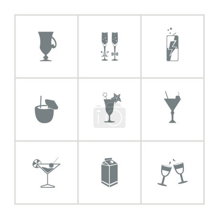 Illustration for Cocktail icons. cocktails drinks icon set. - Royalty Free Image