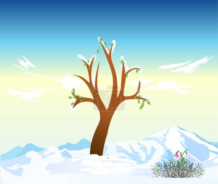Ilustración de Árbol en invierno vector de nieve ilustración - Imagen libre de derechos