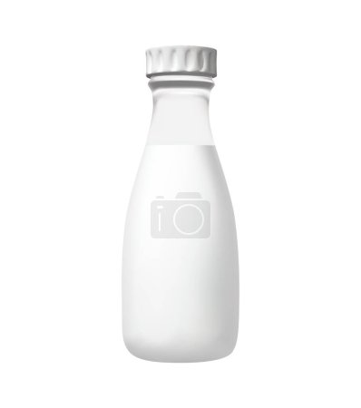 Téléchargez les illustrations : Bouteille de lait en verre isolé vecteur illustration. bouteille de lait icône 3d - en licence libre de droit