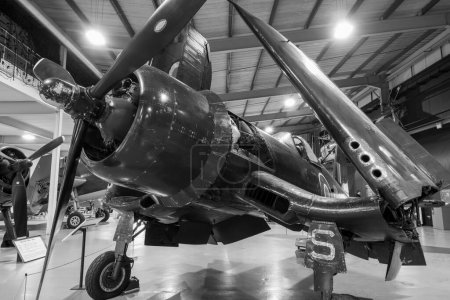 Photo for Yeovilton.Somerset.United Kingdom.October 23rd 2022.A Vought F4U Corsair KD 431 is on display at the Fleet Air Arm Museum in Somerset - Royalty Free Image